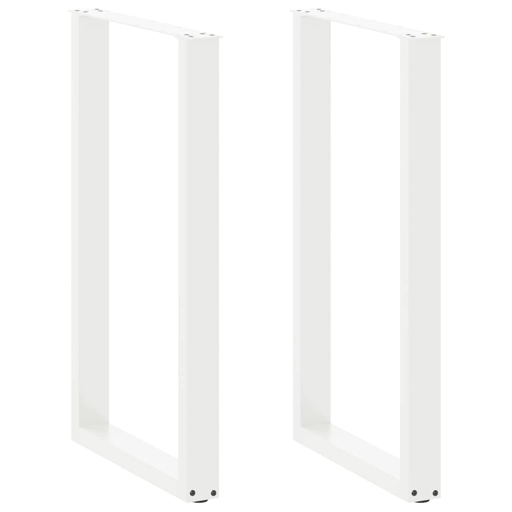 Bartischbeine U-Form, 60x100 cm, Stahl Weiß, 2er-Set