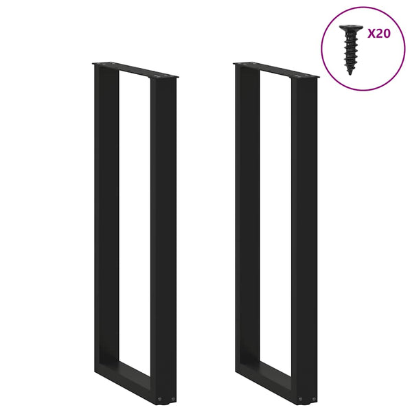 vidaXL Pieds de table de bar en U 2 pcs Noir 40x(110-111) cm Acier