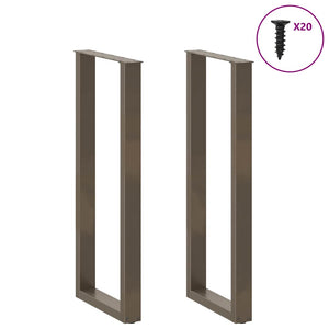 Bartischbeine U-Form, 40x110 cm, Stahl Natur