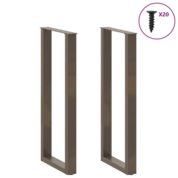 Bartischbeine U-Form, 40x110 cm, Stahl Natur