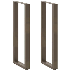 U-Form Bartischbeine, Naturstahl, 50x110 cm, 2er Set
