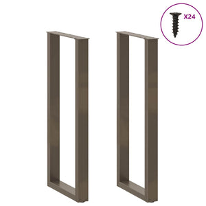 U-Form Bartischbeine, Naturstahl, 50x110 cm, 2er Set