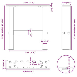 Couchtischbeine Schwarz Stahl 30 cm 2er-Set