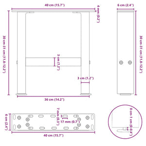 Couchtischbeine Schwarz 40x30 cm Stahl, 2er-Set
