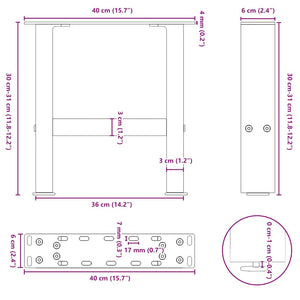 Weiße Couchtischbeine, 40 cm, 2er-Set
