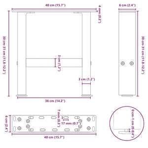 Couchtischbeine aus Stahl, 40 cm, 2er-Set