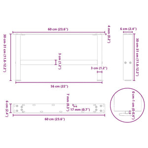 Couchtischbeine aus Stahl, 60 cm, 2er-Set