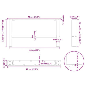 Schwarze Couchtischbeine 70cm, 2er Set