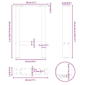 Anthrazit Couchtischbeine 2er Set Stahl
