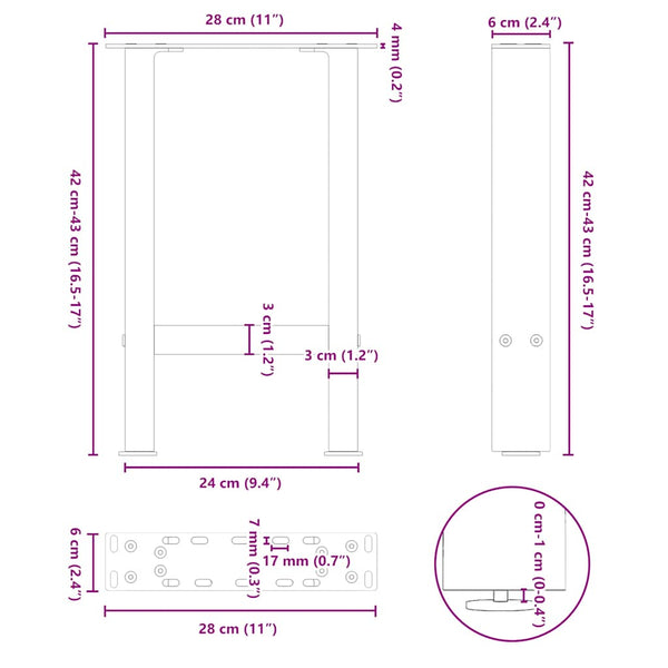 Anthrazit Couchtischbeine 2er Set Stahl