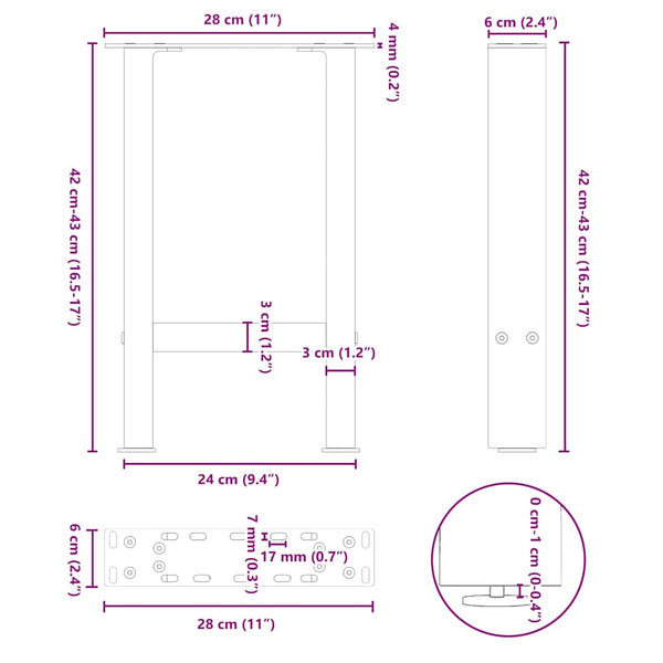 Couchtischbeine aus Stahl, 2er-Set