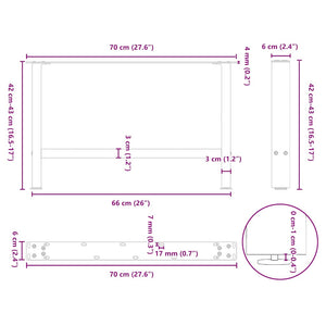 Couchtischbeine Anthrazit 70 cm, 2er Set