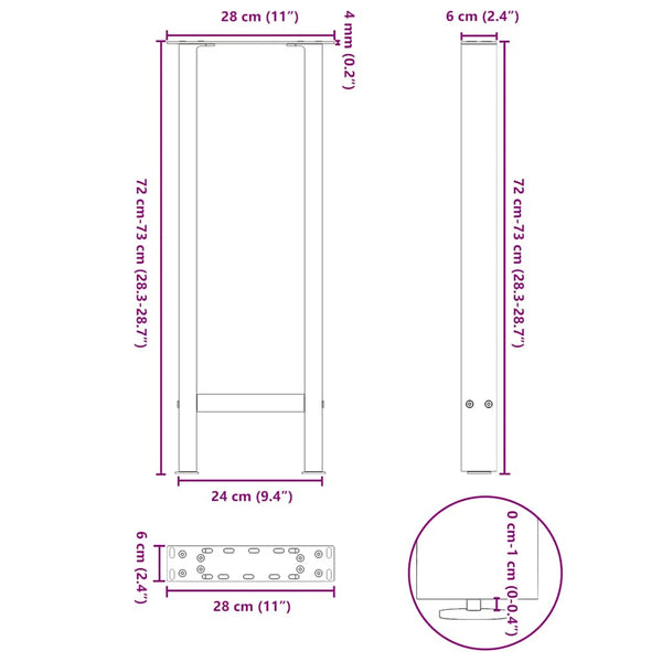 Konsolentischbeine Anthrazit 2er-Set Stahl