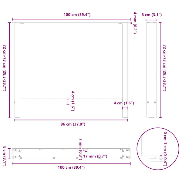 Esstischbeine Anthrazit 100x72 cm Stahl, 2er-Set