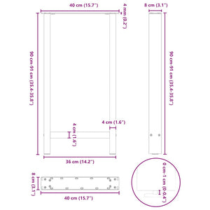 Weiße Bartischbeine, 40x90 cm, 2er-Set