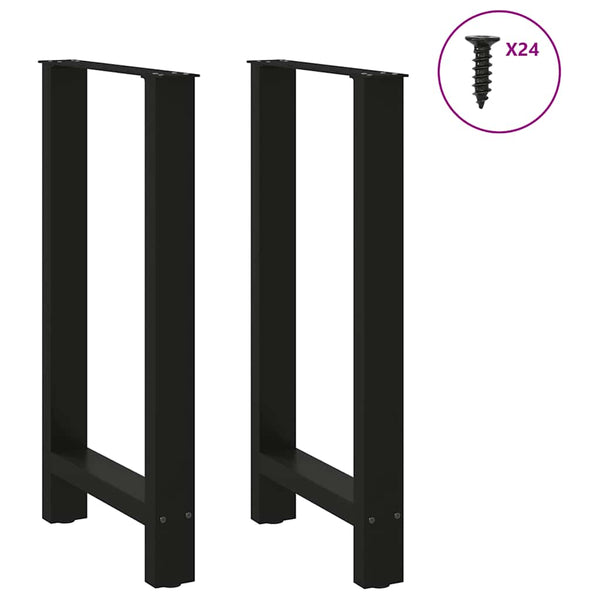 vidaXL Pieds de table de bar noirs 2 pcs 50x(90-91) cm acier