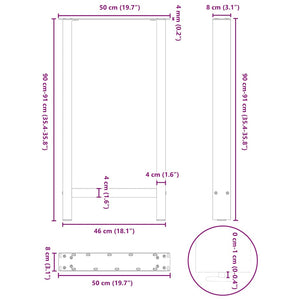 Weiße Bartischbeine, 50x(90-91) cm, 2er-Set