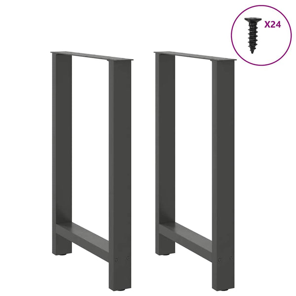 vidaXL Pieds de table de bar Anthracite 2 pcs 60x(90-91) cm Acier