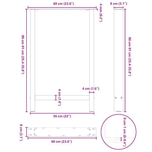 vidaXL Pieds de table de bar Anthracite 2 pcs 60x(90-91) cm Acier