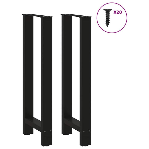 vidaXL Pieds de table de bar noir 2 pcs 40x(100-101) cm Acier