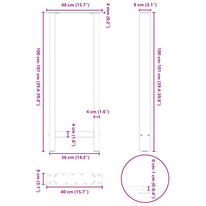 vidaXL Bar Table Legs Anthracite 2 pcs 40x(100-101) cm Steel