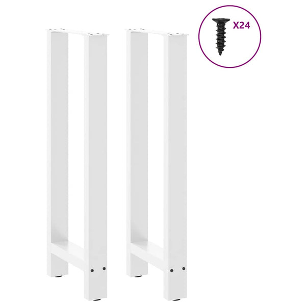 vidaXL Pieds de table de bar Blanc 2 pcs 50x(100-101) cm Acier