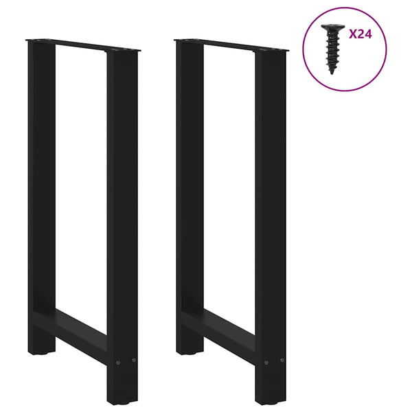 vidaXL Pieds de table de bar noir 2 pcs 60x(100-101) cm acier