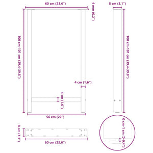 vidaXL Pieds de table de bar noir 2 pcs 60x(100-101) cm acier