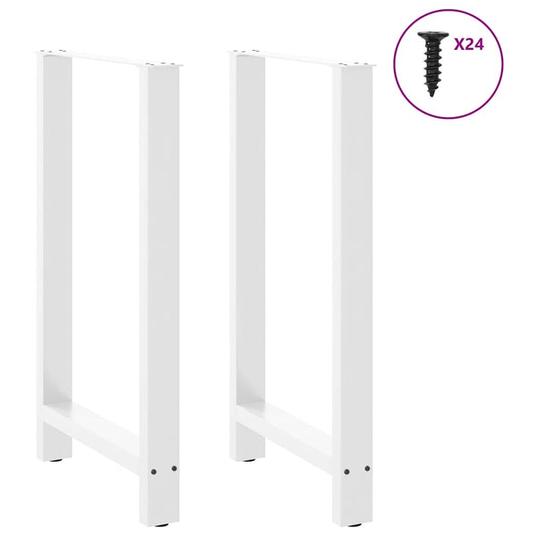 vidaXL Pieds de table de bar Blanc 2 pcs 60x(100-101) cm Acier