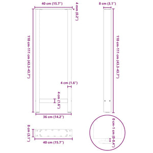 vidaXL Pieds de table de bar Blanc 2 pcs 40x(110-111) cm Acier