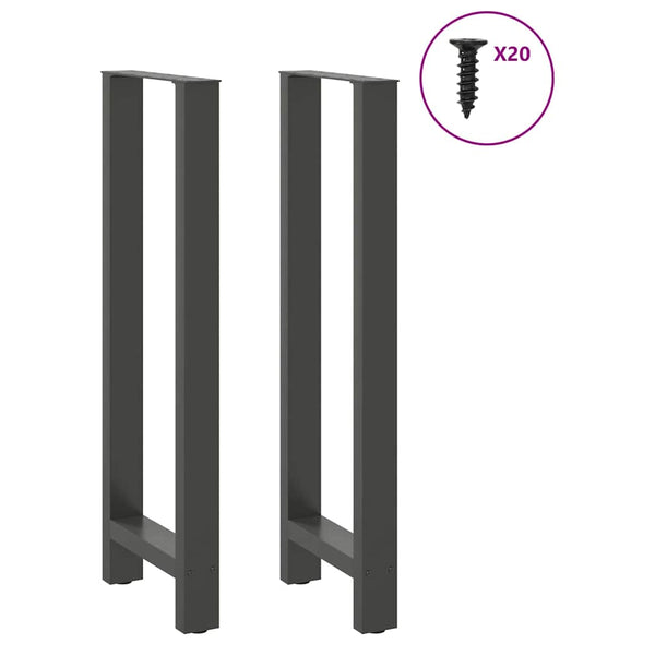 vidaXL Pieds de table de bar Anthracite 2 pcs 40x(110-111) cm Acier