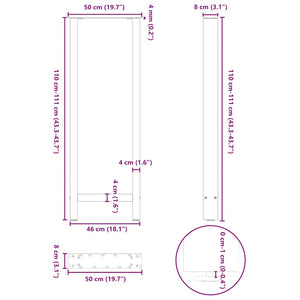 vidaXL Pieds de table de bar Anthracite 2 pcs 50x(110-111) cm Acier