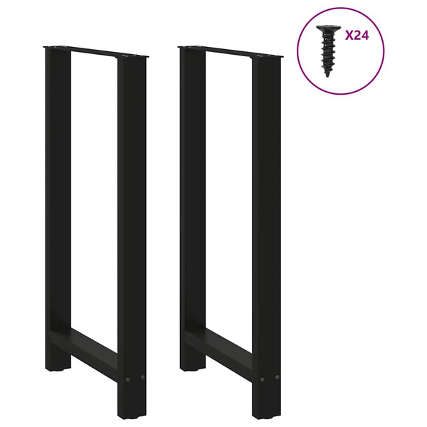 vidaXL Pieds de table de bar noir 2 pcs 60x(110-111) cm Acier