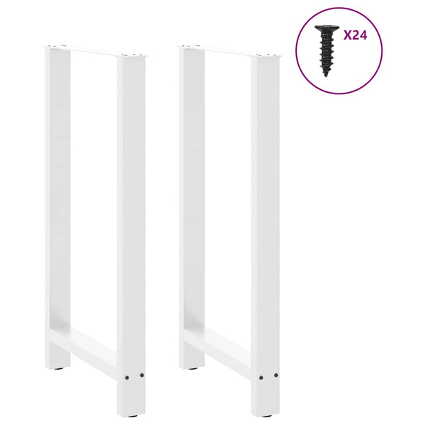 vidaXL Pieds de table de bar Blanc 2 pcs 60x(110-111) cm Acier