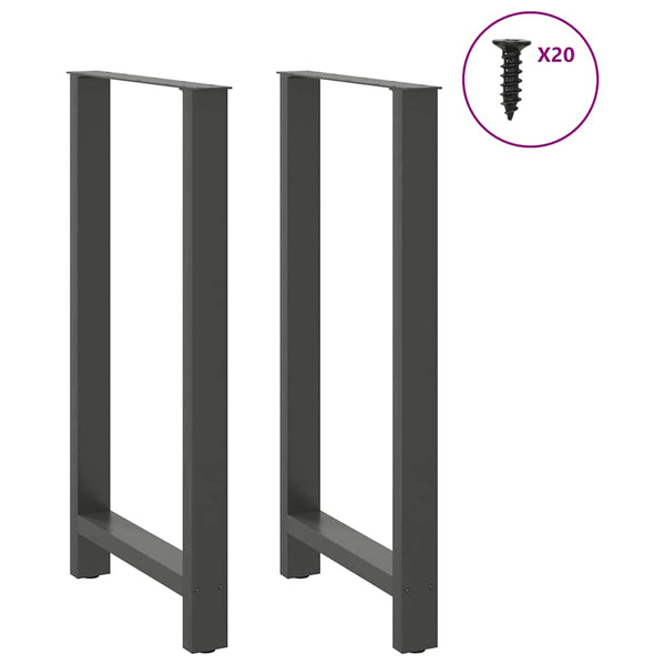 vidaXL Pieds de table de bar Anthracite 2 pcs 60x(110-111) cm Acier