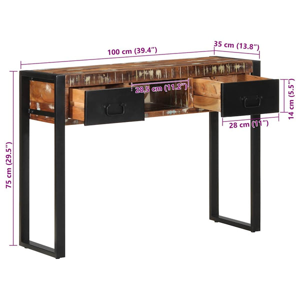 Mehrfarbiger Konsolentisch 100cm Altholz