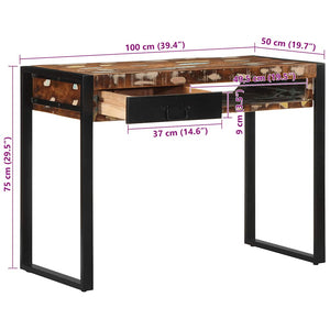 Mehrfarbiger Schreibtisch Altholz 100x50 cm