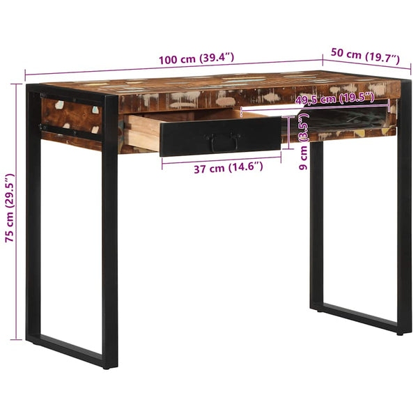 Mehrfarbiger Schreibtisch Altholz 100x50 cm