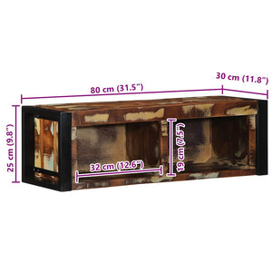 vidaXL Meuble TV multicolore 80x30x25 cm Bois de récupération massif