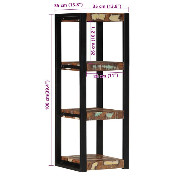 Mehrfarbiges Wandregal Altholz 35x35x100cm