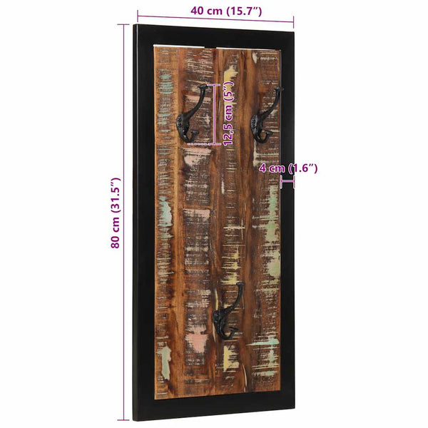 Mehrfarbige Garderobe aus Altholz 40x80 cm