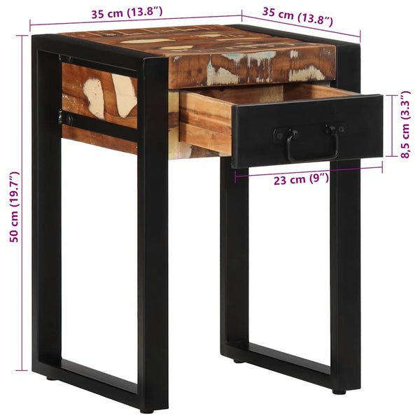 Mehrfarbiger Beistelltisch Altholz 35x35x50cm