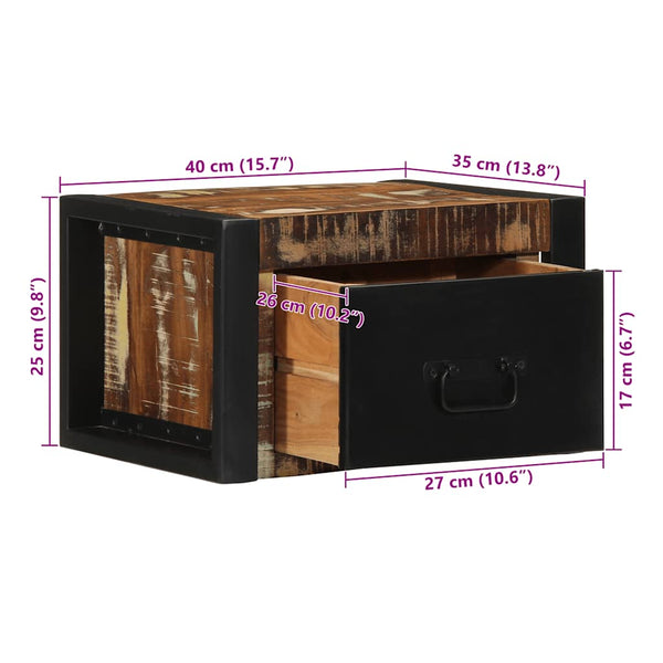 Mehrfarbiger Nachttisch Altholz 40x35x25 cm