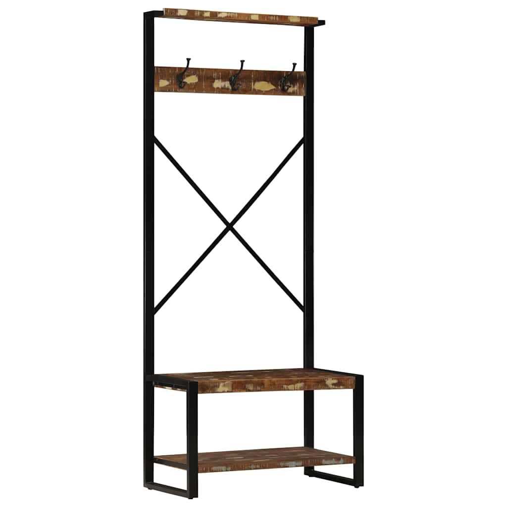 Mehrfarbiger Kleiderständer Altholz 80x40x190 cm
