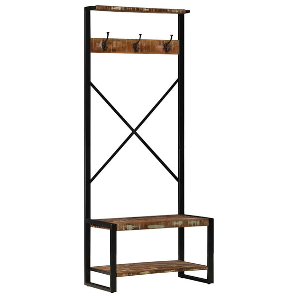 Mehrfarbiger Kleiderständer Altholz 80x40x190 cm