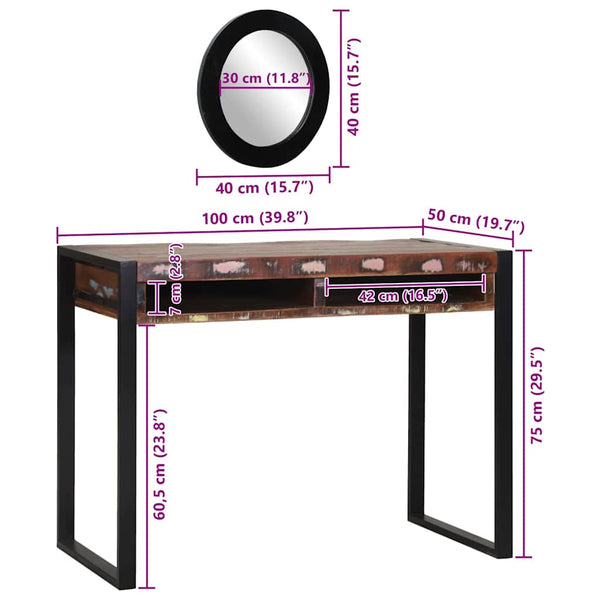 Mehrfarbiger Schminktisch Altholz 100cm