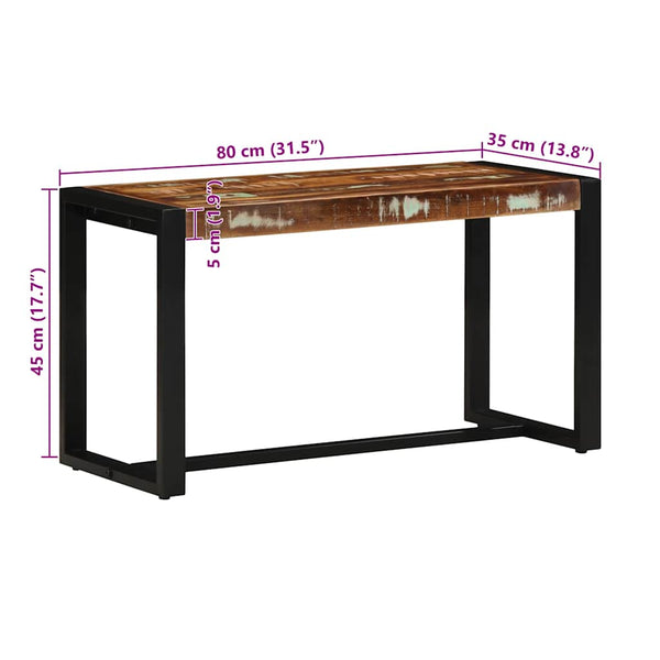 vidaXL Banc multicolore 80x35x45 cm bois de récupération massif