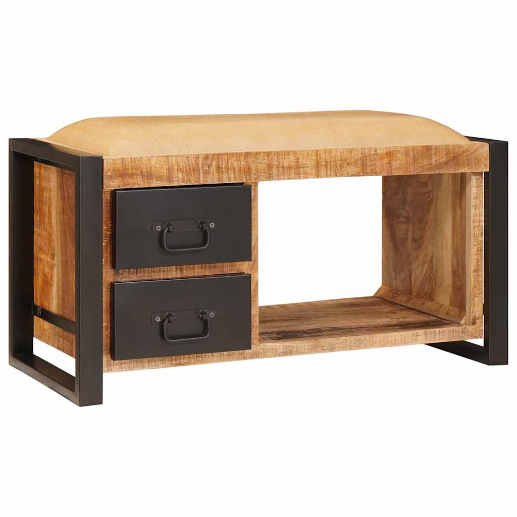 Sitzbank Braun mit Stauraum Mango Massivholz 80cm