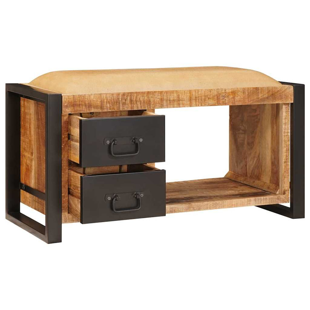 Sitzbank Braun mit Stauraum Mango Massivholz 80cm
