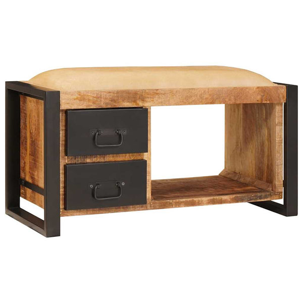 Sitzbank Braun mit Stauraum Mango Massivholz 80cm